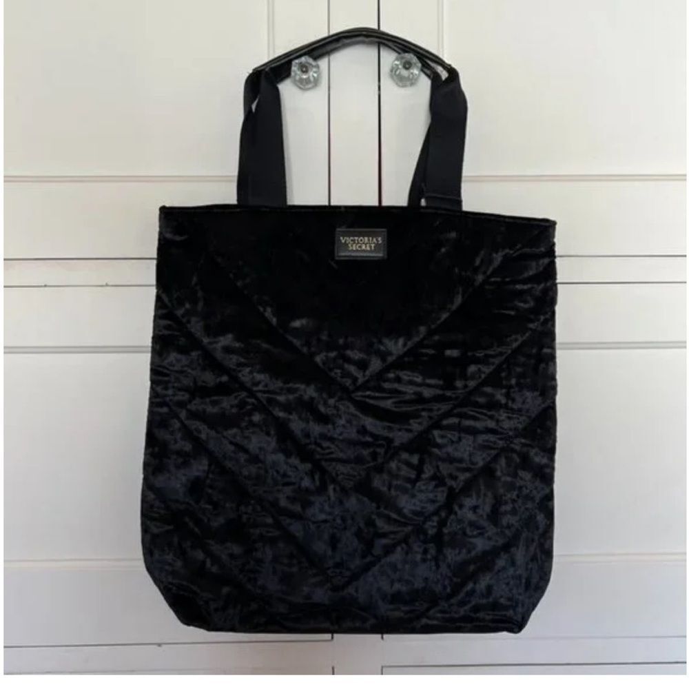 Victoria's Secret Black Velvet Quilted Tote
